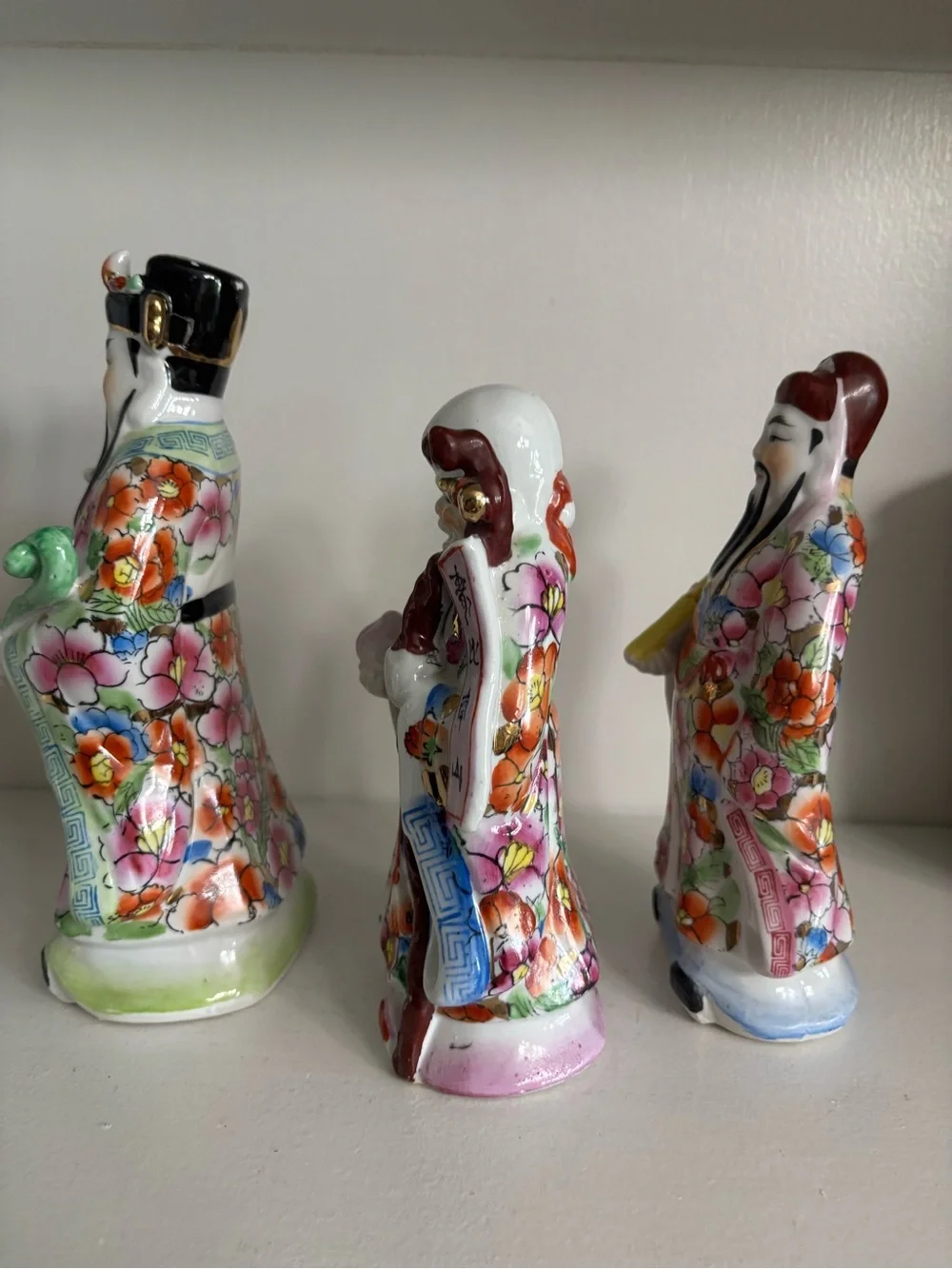 Three vintage Chinese porcelain wise men figurines